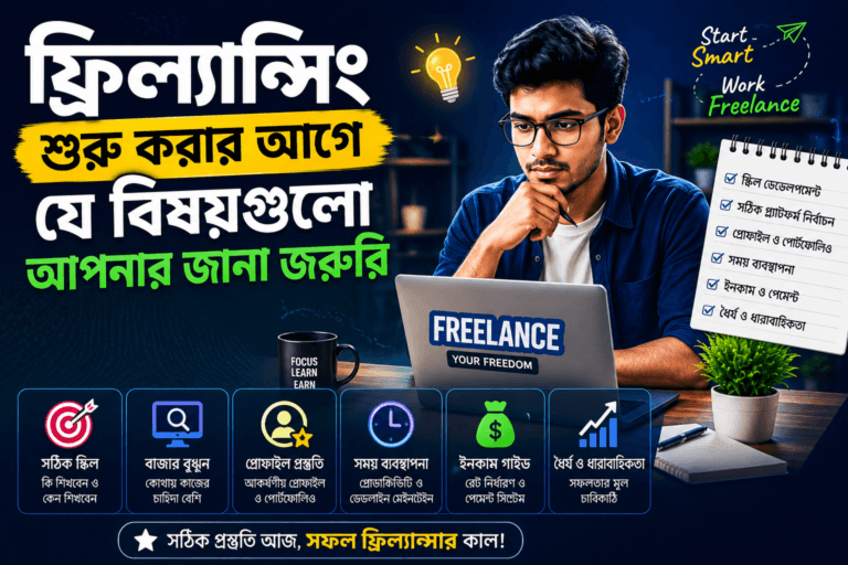 ফ্রিল্যান্সিং শুরু করার আগে যে বিষয়গুলো আপনার জানা জরুরি (Complete Beginner Guide 2026)